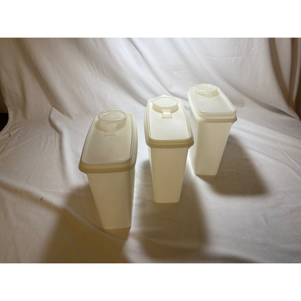Vintage Tupperware Modular Mates Oval 3 Canisters Sheer White Set of 3 1613 469
